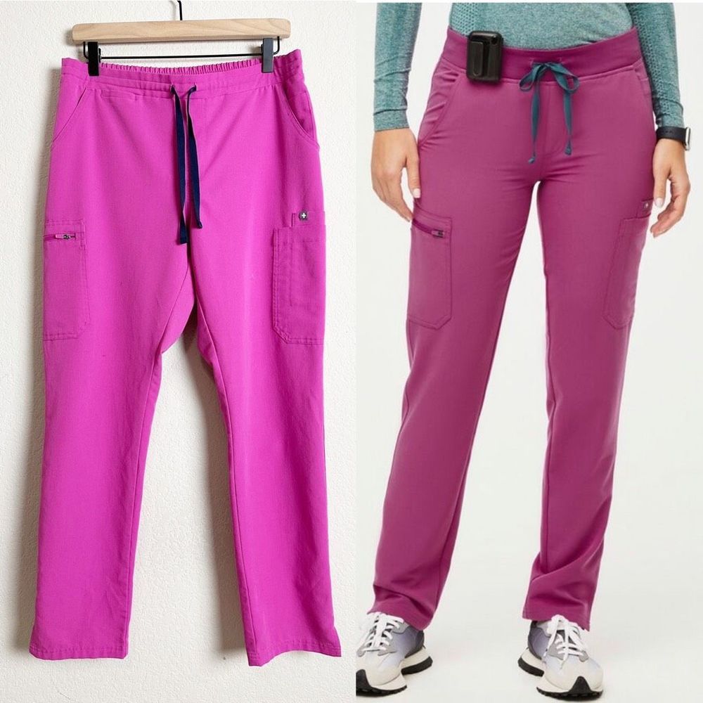 FIGS Technical Collection Yola Pink Pants Women’s Size Medium Skinny Leg Scrub
